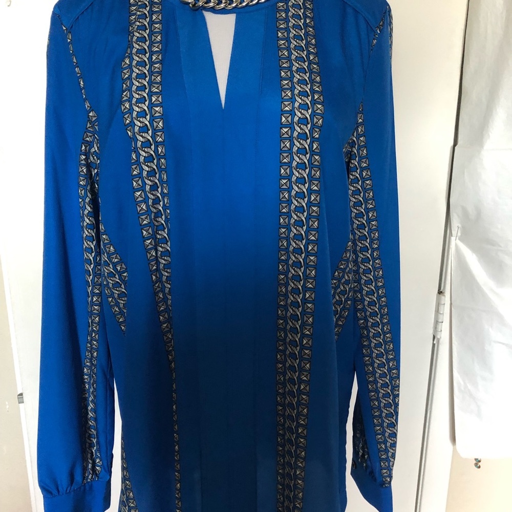 COPY - Michael Kors Cobalt Blue & Silver Chain Blouse